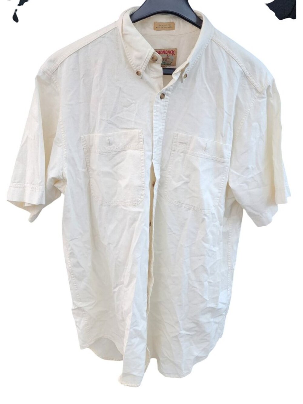 Adirondack Outdoor White Cotton Button-Up Short Sleeve Shirt Mens Size L